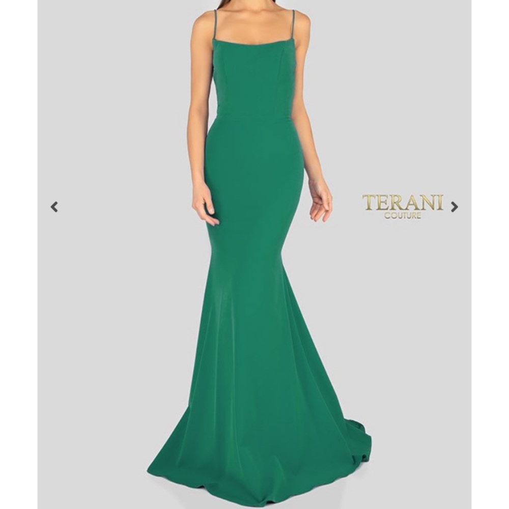 TERANI COUTURE GREEN / EMERALD PROM DRESS; SIZE 4